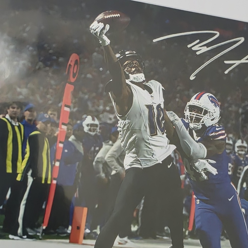 Baltimore Vs Buffalo Signed Photo Autograph Football Action Catch NFL "Reprint" - Picture 2 of 3